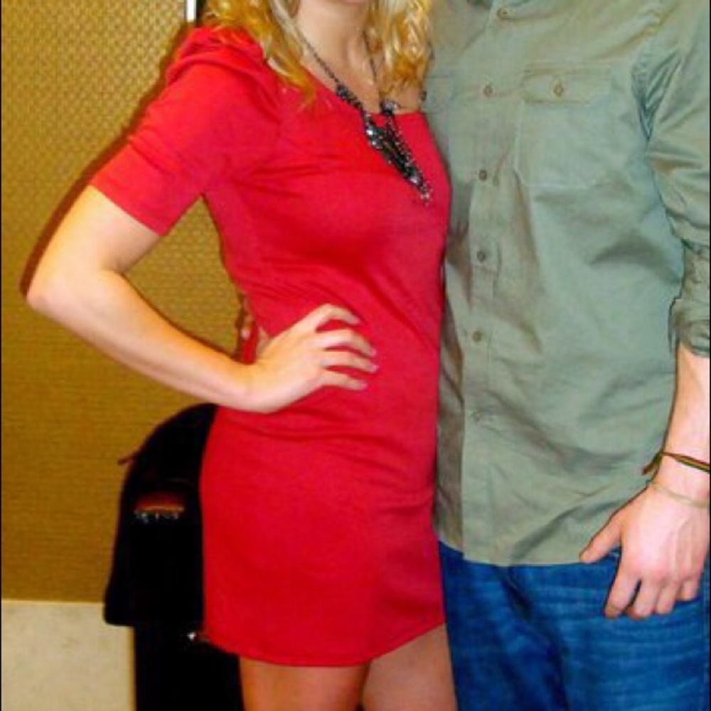 Red one shoulder dress